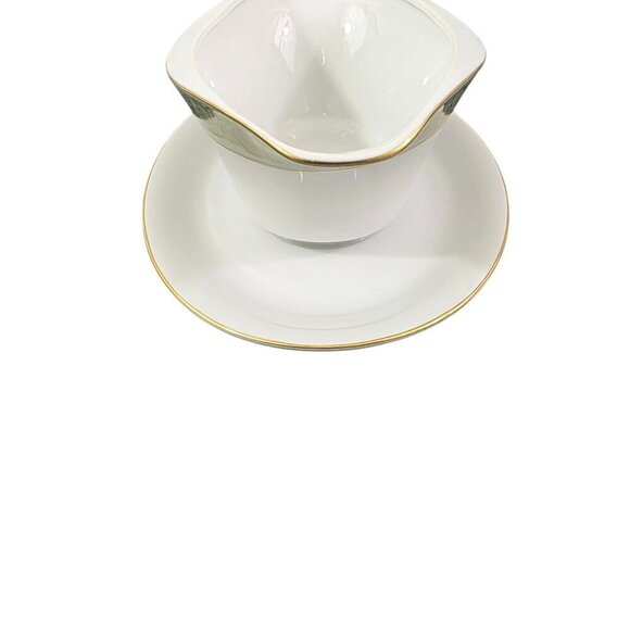 Yamaka Japan Fine China Renaissance Gravy Boat with Attached Under Plate - Picture 17 of 17